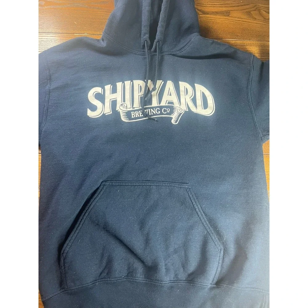 Shipyard Brewing Big Ship Logo Graphic Blue Hoodie Men's Size Medium